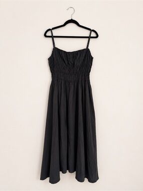 Zara Charcoal GraySmocked Midi Dress | Adjustable Straps | NWT | XS